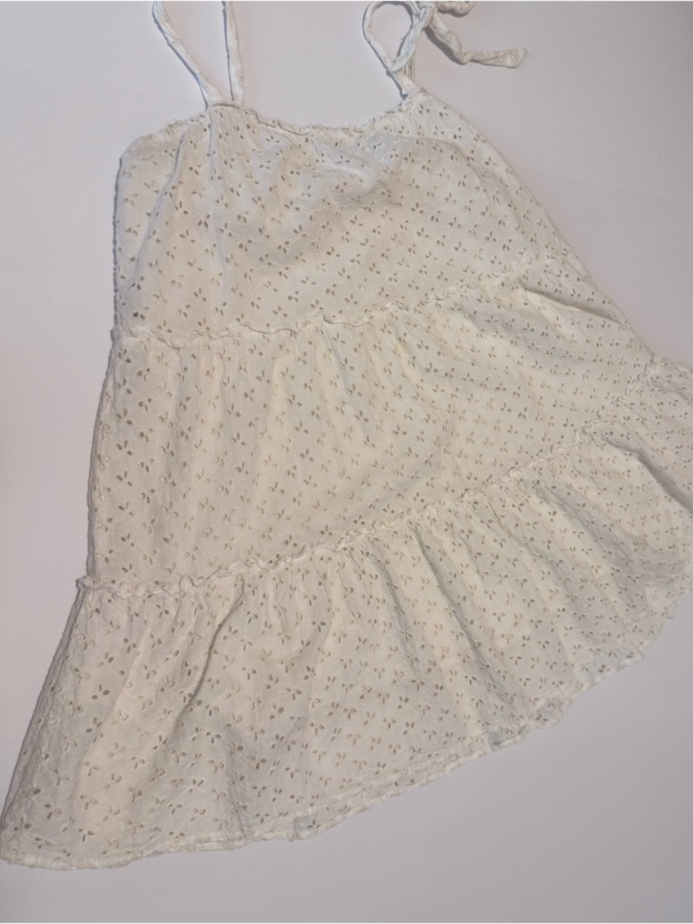 Altar'd State White Eyelet Mini Dress Large Tie Strap Summer Boho - Picture 6 of 10